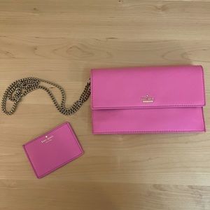 Gorgeous pink Kate Soade Crossbody/Clutch and Card